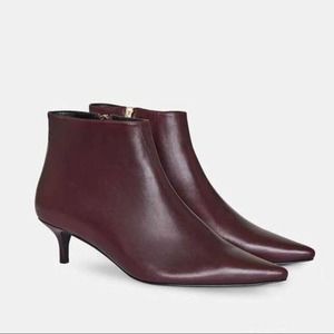 Anine Bing Stella Kitten Heel Ankle Boots in Burgundy 40 10